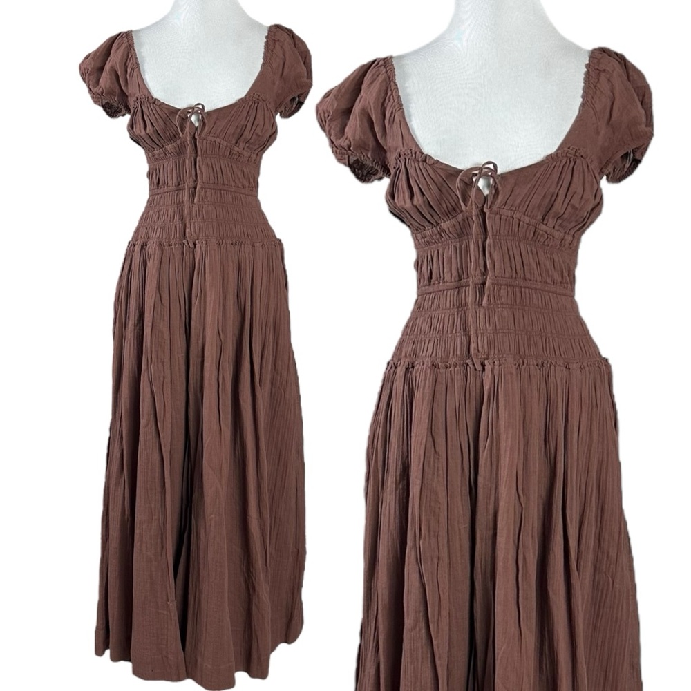Free People Feeling Bonita Midi Maxi Dress in Brown Size XS Romantic Dainty - Picture 7 of 16